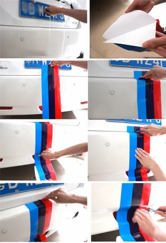 Miniatura 2 de Calcomanía de 6 pulgadas de ancho, con diseño de bandera italiana, francesa, o alemana, para Audi, BMW, Mercedes, MINI, Porsche, y Volkswagen.