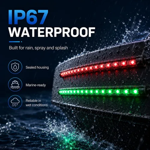 Miniatura 4 de Luces de navegación – Luces de proa LED, verde y rojo, pesca nocturna, cubierta, IP67 impermeable para pontón, bote auxiliar, kayak, barco Jon, yate