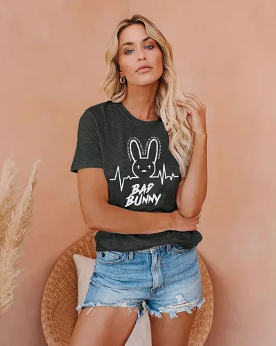 Miniatura 4 de SFHFY Camiseta de conejo para mujer, divertida camiseta con gráfico de conejo, camiseta de Pascua con diseño de hip hop, camiseta de Pascua