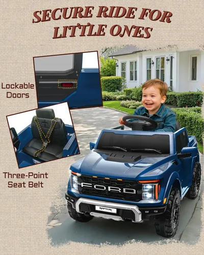 Miniatura 7 de First Ride On Auto Eléctrico de 12V para Niños, Ford F-150 Raptor con Licencia Juguetes de Paseo para Niños Pequeños con Control Remoto, Camión