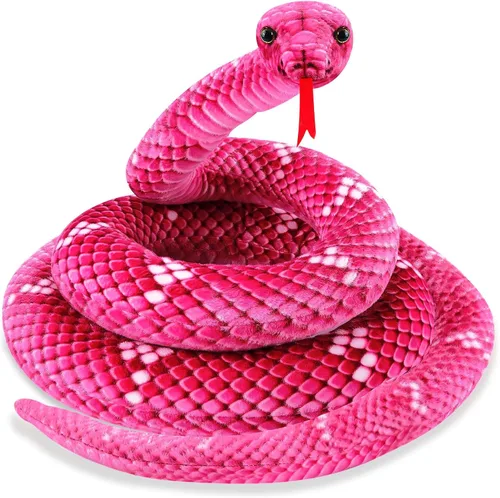 Miniatura 11 de Peluche de serpiente, animal de serpiente de peluche, serpientes de juguete pequeñas de 27 pulgadas para niños, animales de peluche gigantes, Negro