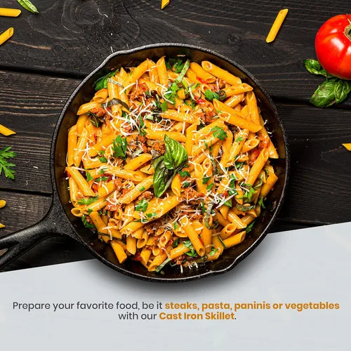 Miniatura 4 de Utopia Kitchen Sartén para saltear de 8 pulgadas, sartén de hierro fundido para chefs, sartén de hierro fundido presazonada con tapa, utensilios