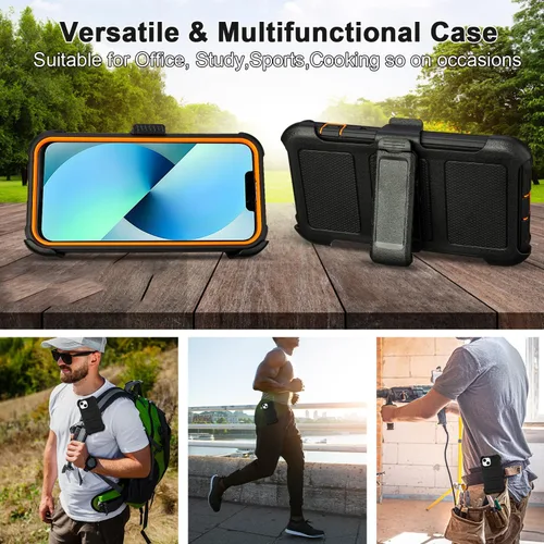 Miniatura 5 de para Funda Defender iPhone 13 con Clip, para Funda Holster iPhone 13 con Soporte, para Funda Resistente iPhone 13 de Dos Capas de Protección, Negro