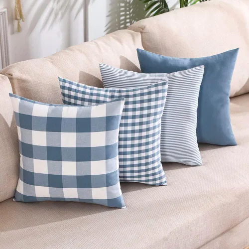 Miniatura 11 de CARRIE HOME Juego de 4 fundas de almohada a cuadros blancos y negros de 18 x 18 pulgadas para exteriores, decoración de granja a cuadros de búfalo