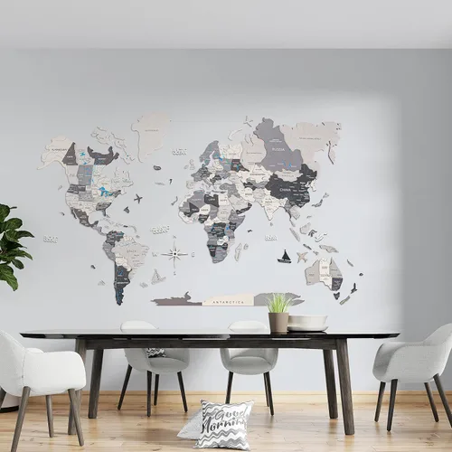 Miniatura 4 de Decoración para el hogar, mapa del mundo 3D de madera, mapa del mundo de madera, arte de pared para sala de estar, cocina y decoración del hogar.