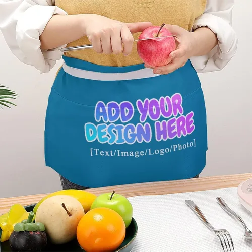 Miniatura 139 de AXKEUDO Delantal personalizado con bolsillos, delantales de cintura para camarera para cocinar en casa, restaurante, servir trabajo