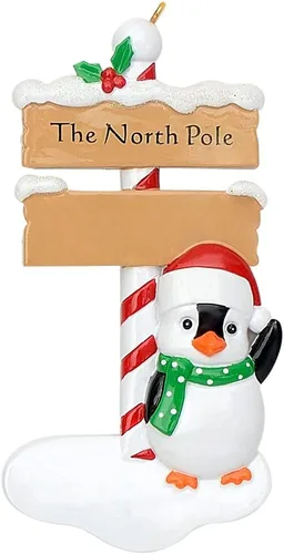 MAXORA Adornos de Navidad personalizados 2025 – Adorno de pingüino del Polo Norte – Adornos de Navidad familiares únicos personalizados 2025 –