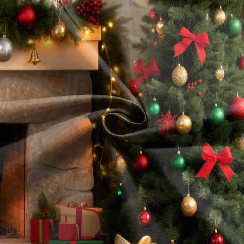 Miniatura 4 de Fondo de chimenea de Navidad de 7 x 5 pies, hogar rústico con guirnalda de fondo para decoración de fiestas temáticas de Navidad, vinilo 5-Consulta