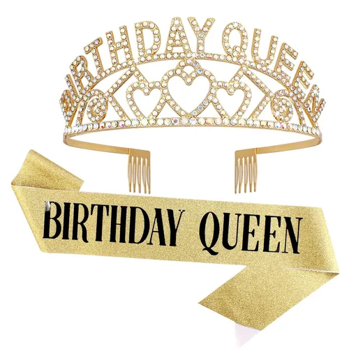 Miniatura 7 de Banda y Corona de Reina de Cumpleaños, Telas Plástico