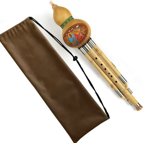 Miniatura 3 de C/b-flat Llave Imitación Phyllostachys sulphurea Bamboo Cucurbit Flauta Hulusi Instrumento musical tradicional Instrumento de viento (llave C)