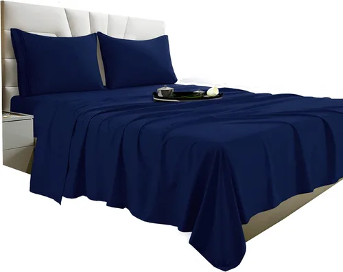 Miniatura 26 de Vacco Juego de sábanas tamaño Queen, sábanas y fundas de almohada de 4 piezas para hotel de lujo de la serie 1800, sábanas ultrasuaves