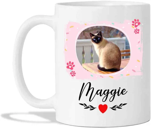 Miniatura 7 de Taza de café personalizada con foto de gato, taza de café para amantes de los gatos con nombre, con texto en inglés "It's Too Peopley Outside Cat