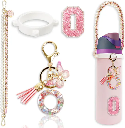 Miniatura 60 de Letter Handle Strap Accessories with Cute Initial Charm Compatible with Owala Water Bottle 24oz 32oz 40oz Owala Kids Púrpura