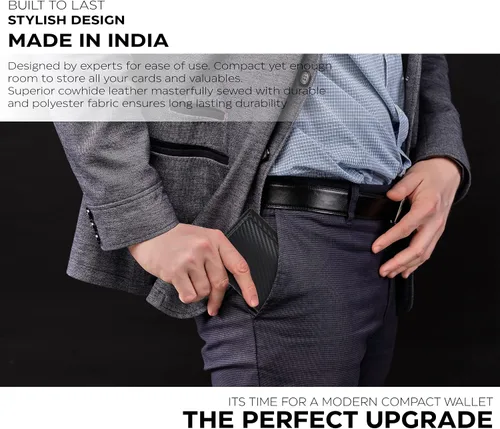 Miniatura 7 de Real Leather Trifold Wallet for Men - RFID Wallets Slim 9 Credit Card Holder 2 ID Compartment Gift For Men