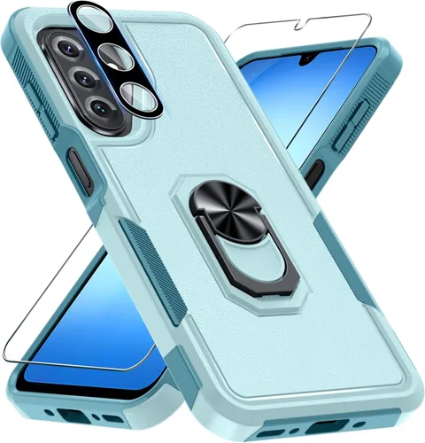 Miniatura 40 de Janmitta Funda compatible con Samsung Galaxy A14 5G con protector de pantalla + protector de lente de cámara, funda resistente de servicio pesado