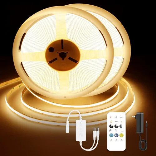 Miniatura 22 de Tira LED COB, tira de luz LED COB blanca cálida de 16.4 pies, tira de luz LED regulable de 2700 K, CRI92+, 0.315 in de ancho, cinta LED flexible