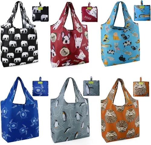 Miniatura 34 de Bolsas de la compra de animales reutilizables plegables bolsas de comestibles
