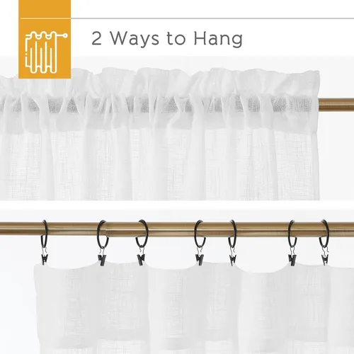 Miniatura 5 de RYB HOME Cortinas extralargas de 108 pulgadas de largo, transpirables con bolsillo para barra, cortinas traslúcidas blancas para sala de estar