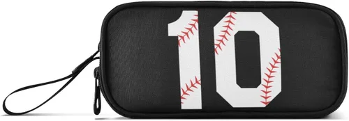Miniatura 25 de Fisyme Estuche para lápices de texto con números negros de béisbol, caja de gran capacidad, organizador de papelería, bolsa personalizada