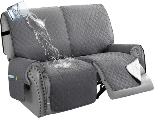 Miniatura 23 de H.VERSAILTEX Funda de sofá reclinable 100% impermeable con bolsillo para 2 asientos, antideslizante, suave, lavable, protector de muebles