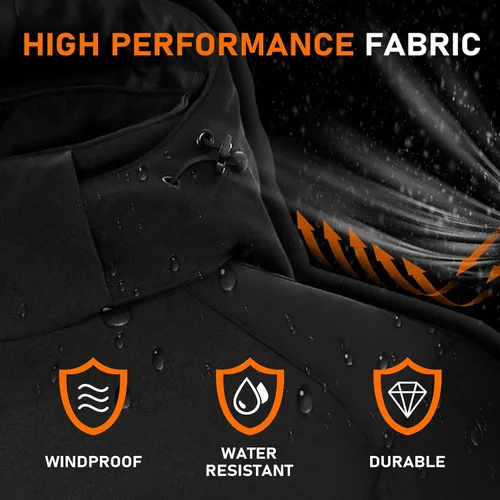 Miniatura 3 de EAY Mens Heated Jacket with Battery Pack 7.4V and Detachable Hood, Rechargeable Waterproof Eletric Heated Coat for Men