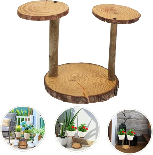 Miniatura 5 de Kisangel Soporte de madera maciza para macetas de plantas de múltiples capas decorativo para plantas