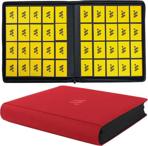 Miniatura 14 de Carpeta de tarjetas con 12 bolsillos, carpeta de tarjetas intercambiables con capacidad para hasta 1200 tarjetas con 50 fundas, álbum con cremallera