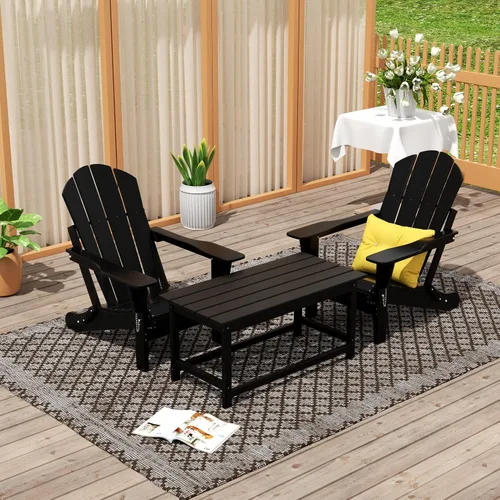 Miniatura 2 de WO Home Furniture - Juego de 3 sillas plegables para exteriores, mesa auxiliar, resistente a la intemperie y a los rayos UV, para césped, jardín