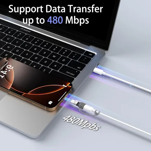 Miniatura 6 de Paquete de 4 adaptadores Lightning a USB C para iPhone 15/16/16 Pro Max/Plus, Samsung S24, soporta carga y transferencia de datos, cable conector
