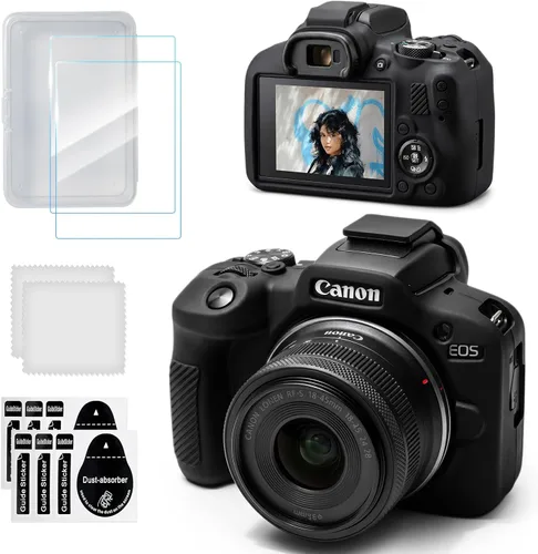 Funda para cámara Canon EOS R100, funda protectora de silicona suave con protector de pantalla Accesorios para Canon R100, antiarañazos, goma ligera