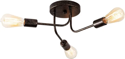 Miniatura 14 de 2 lámparas de techo industriales semiempotradas con ramificación de metal ajustable, soporte E26, pintado en negro, para cocina, sala de estar