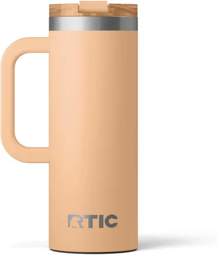 Miniatura 18 de RTIC - Taza de viaje para viajes de 16oz con tapa y asa, forrada en cerámica, aislada, de acero inoxidable, metálica, de doble pared con aislamiento