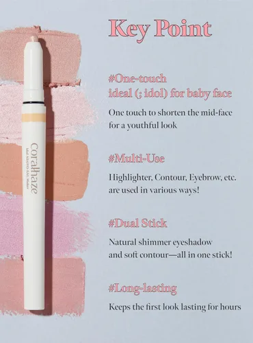 Miniatura 4 de CORALHAZE Idol AEGYO-SAL Maker 01 Champagne Beige, resaltador 2 en 1 para debajo de los ojos y delineador de contorno para ojos brillantes