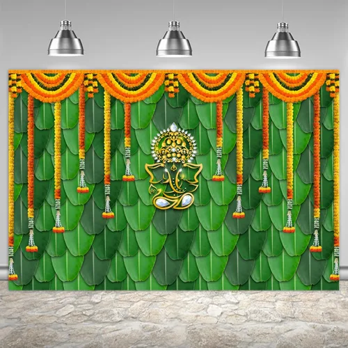 Pooja - Telón de fondo de decoración indio, Ganpati Puja, tradicional, Chatiya Ganesh Mehndi, fondo de fotografía, festival, boda, fiesta,