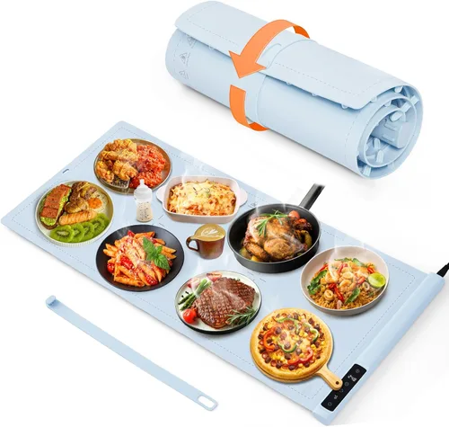 Tapete de calentamiento para alimentos extra grande - 36"x16" bandejas de calentamiento eléctricas para buffets de fiestas, calentadores de