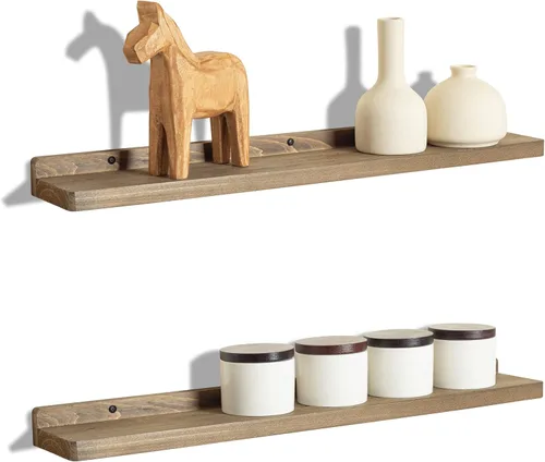 Miniatura 18 de Freezing point Pequeño estante flotante para pared, juego de 4 mini estantes de pared de madera natural de 4 pulgadas, decoración de plantas, negro