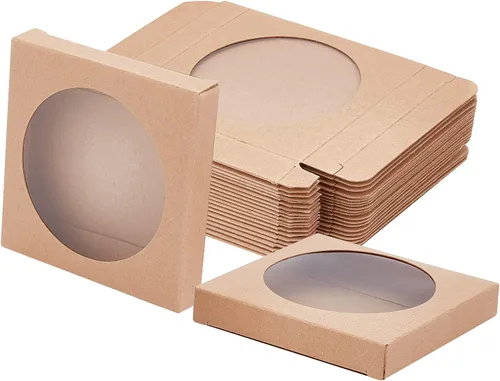 Miniatura 22 de BENECREAT Paquete de 30 cajas rectangulares de papel kraft marrón de 3.3 x 2.3 x 1 pulgadas con ventana transparente para regalos de boda, fiesta