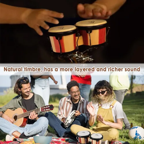 Miniatura 8 de EastRock Bongo - Juego de tambor de 4 y 5 pulgadas para adultos, principiantes, profesionales, instrumentos de percusión de madera y metal con llave