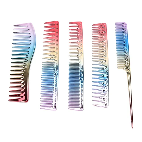 Miniatura 9 de Peine de pelo de arco iris, peine de cola de rata, peine de cola de rata, peine desenredante de dientes anchos y peine antiestático para la mayoría