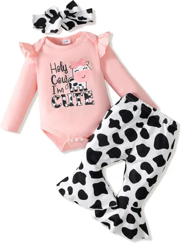 Miniatura 6 de Renotemy Conjunto de ropa para bebé recién nacida, mameluco con volantes, pantalones florales, lindo conjunto de ropa para bebé niña