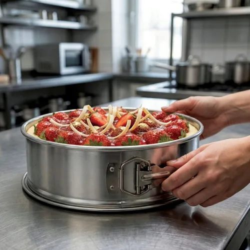 Miniatura 3 de Restaurantware Met Lux - Molde redondo para tartas de 9 pulgadas, 1 molde desmontable – pestillo de liberación inferior extraíble, bandeja