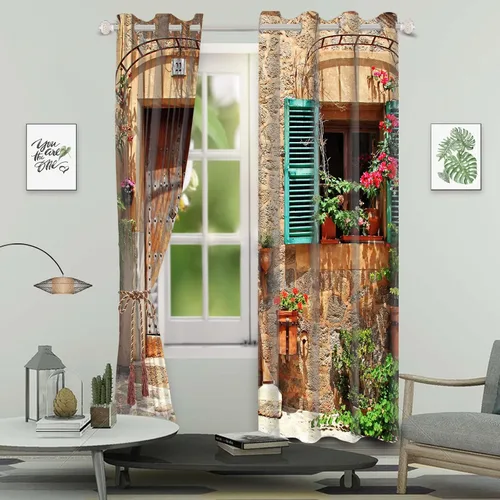 Miniatura 55 de Cortinas japonesas con pintura de tinta, monte Fuji, sol rojo, puesta de sol, hojas de bambú, cortinas de ventana para dormitorio, sala de estar