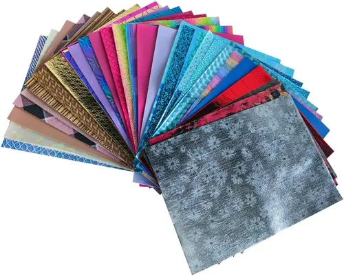 Miniatura 5 de XHT Hojas de piel sintética al azar, 30 piezas de 8 x 12 pulgadas, holográfica en relieve texturizado de cuero sintético para manualidades