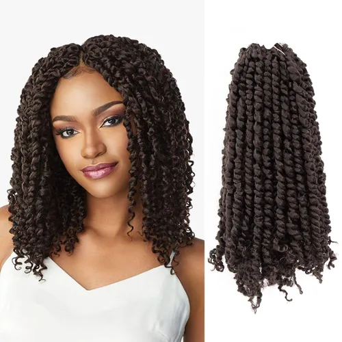 Miniatura 15 de Fulcrum Pelo de ganchillo Passion Twist de 8 pulgadas, 9 paquetes de cabello pretrenzado y prerrizado para mujeres negras (8 pulgadas