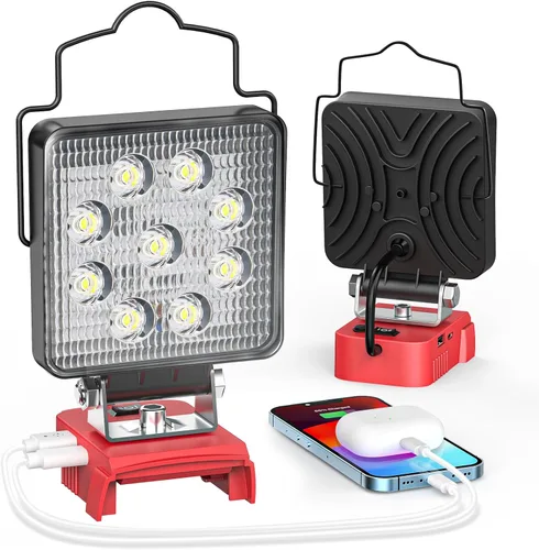 Ecarke Luz de Trabajo LED Compatible con Milwaukee, Ecarke 54W 5400LM Luces de Trabajo LED Inalámbricas de Inundación, Compatible con Batería de