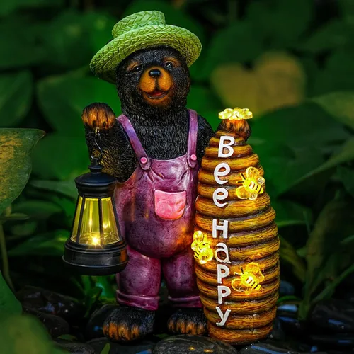 Miniatura 8 de Joint Honglin Esculturas y estatuas de jardín de resina con girasol, decoración divertida al aire libre, luces solares para patio, decoración