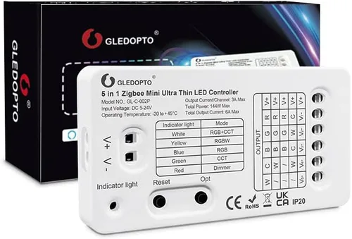Miniatura 10 de GLEDOPTO Zigbee Pro RGBCCT Controlador de tira LED RGB CCT RGBW RGBWW 5 en 1 Compatible con SmartThings Amazon Echo Plus App/Control de voz