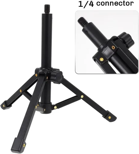 Miniatura 5 de Soporte de micrófono portátil de escritorio 1/4 trípode Soporte de mesa Soporte de micrófono ajustable Soporte de clip de micrófono