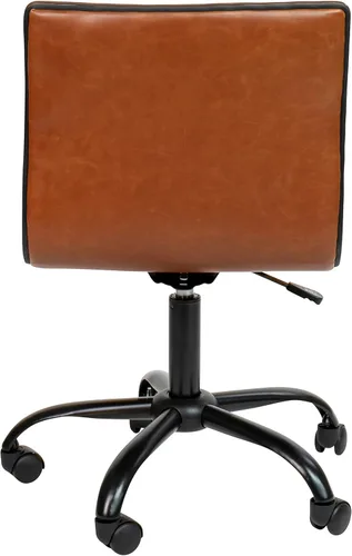 Miniatura 5 de Flash Furniture - Silla de oficina, vinilo marrón, estructura negra, sin reposabrazos, asiento y respaldo acanalados, diseño de respaldo bajo