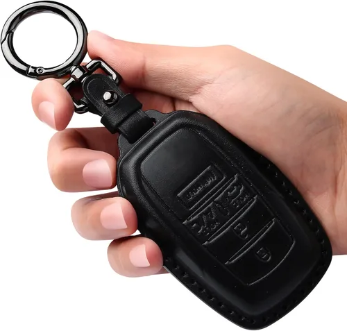 Tukellen Funda de cuero para llavero Toyota compatible con Land Cruiser 2019-2026, Venza 2021-2026, Grand Highlander Hilux, Fortuner, Tundra Negro